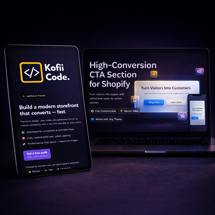 Kofii Studio – High-Conversion CTA Section for Shopify